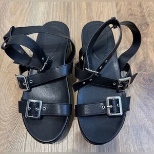 ASOS DESIGN Black Platform Buckle Sandals Size 9